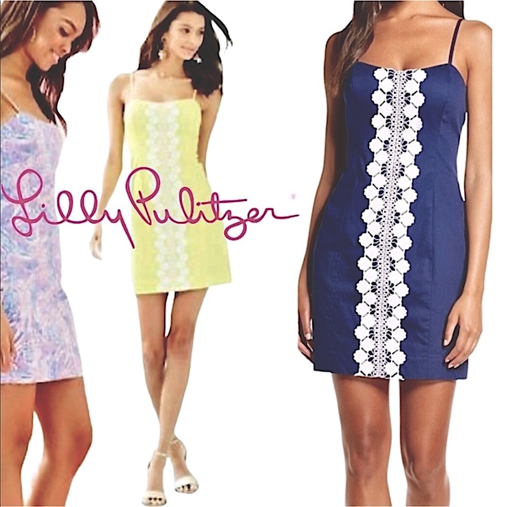 Lilly Pulitzer Navy Stretch Brocade Shift Mini NWT